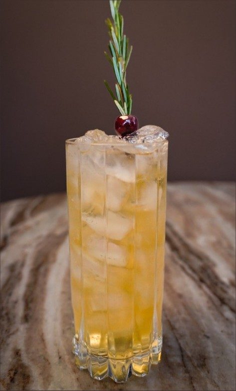 The Herbalist, a low-proof alpine frappe of genepy, dry vermouth, tonka bean, rosemary and cherries on the Vendador fall and winter cocktail menu