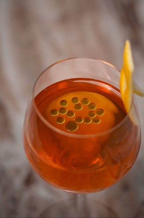 La Serata, a digestif of Amara della Sacra, rhubarb, champagne acid and tonic on the Vendador fall and winter cocktail menu