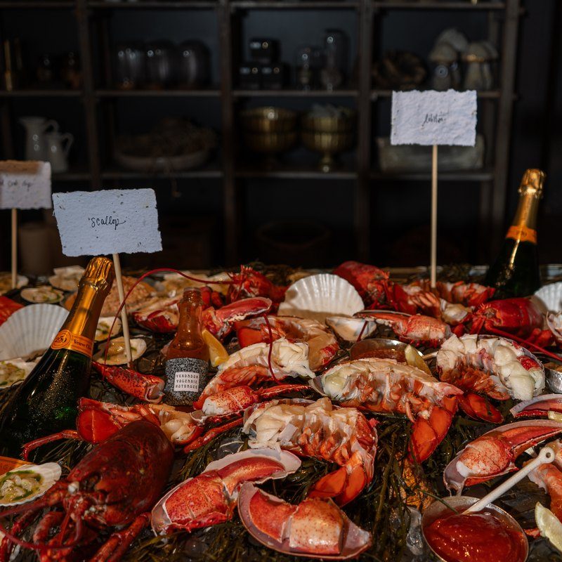 The Vendador seafood trough with lobster, prawns and champagne